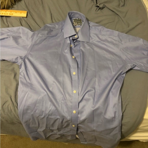 thomas dean Mens Dress Shirt Light Blue 100% Cotton 15R 32-33 NWOT - Picture 4 of 12